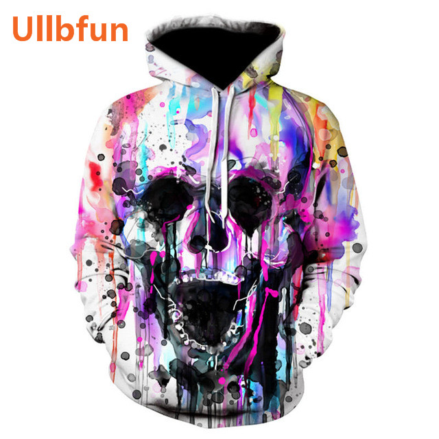 Ullbfun Sweatshirt 3D Skull Printed Pullovers Hoodies (26)